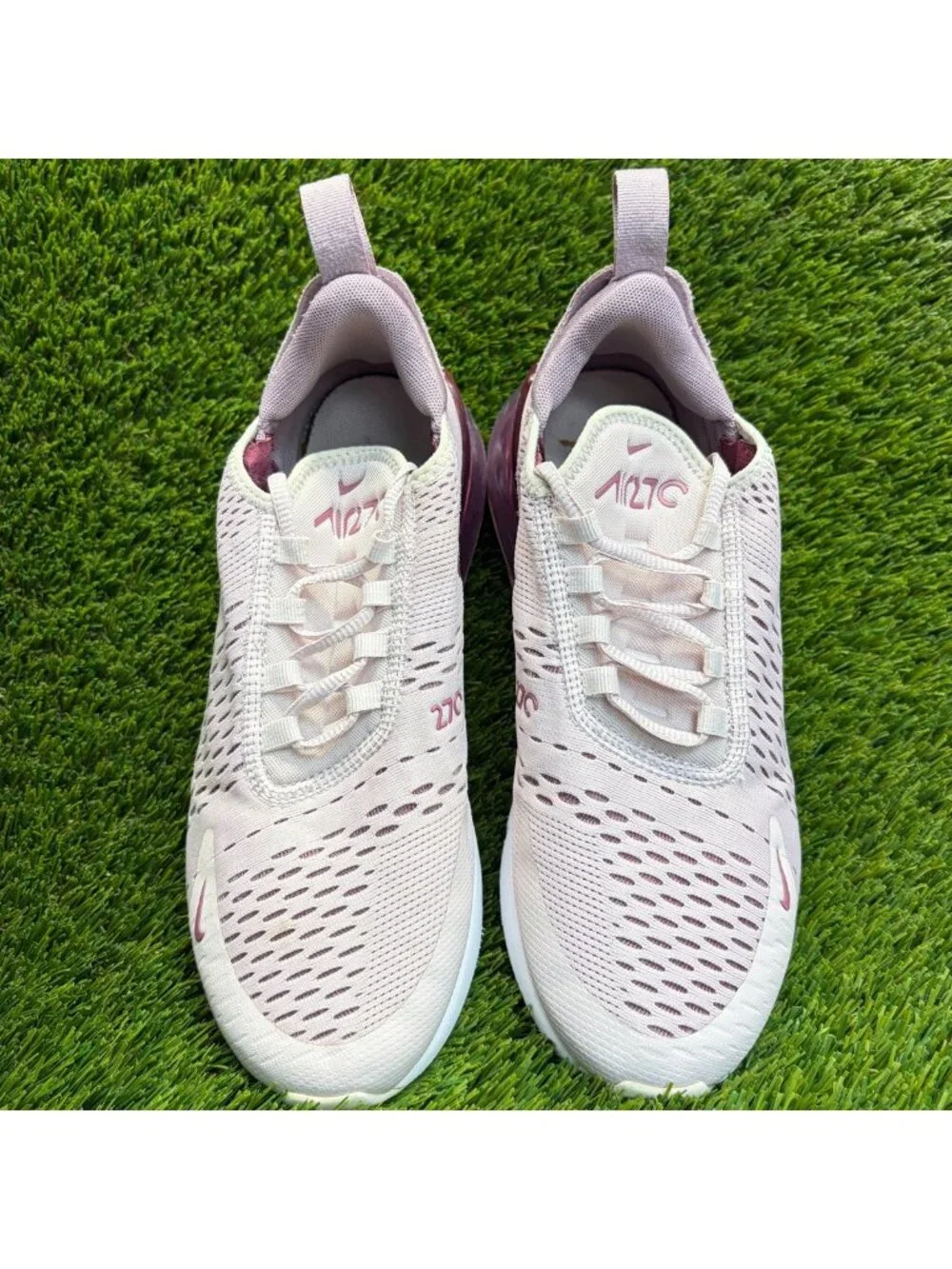 Nike Air Max 270 Womens Size 9 Barely Pink White Athletic Running Shoes Sneakers